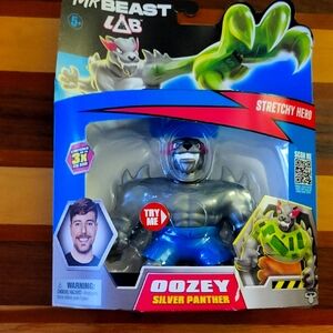 Oozy Silver Panther Stretchy Hero Toy